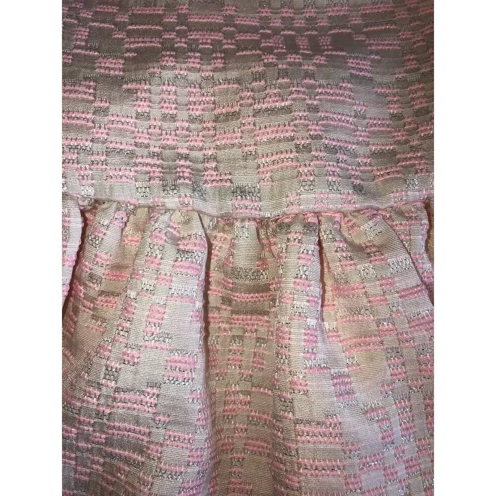 Pink Silver Baby Dress Size 6-9mths Ruffle Hem Collar Short Sleeve Underpants